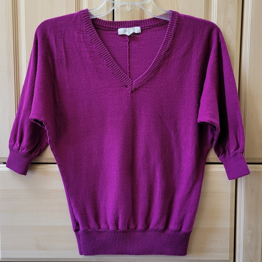 Forever 21 Tunic Sweater Pullover V-neck 1/2 sleeves Sz Small Petite